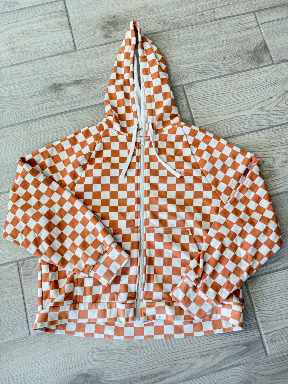 Vans Orange and White Checkered Zip Hoodie